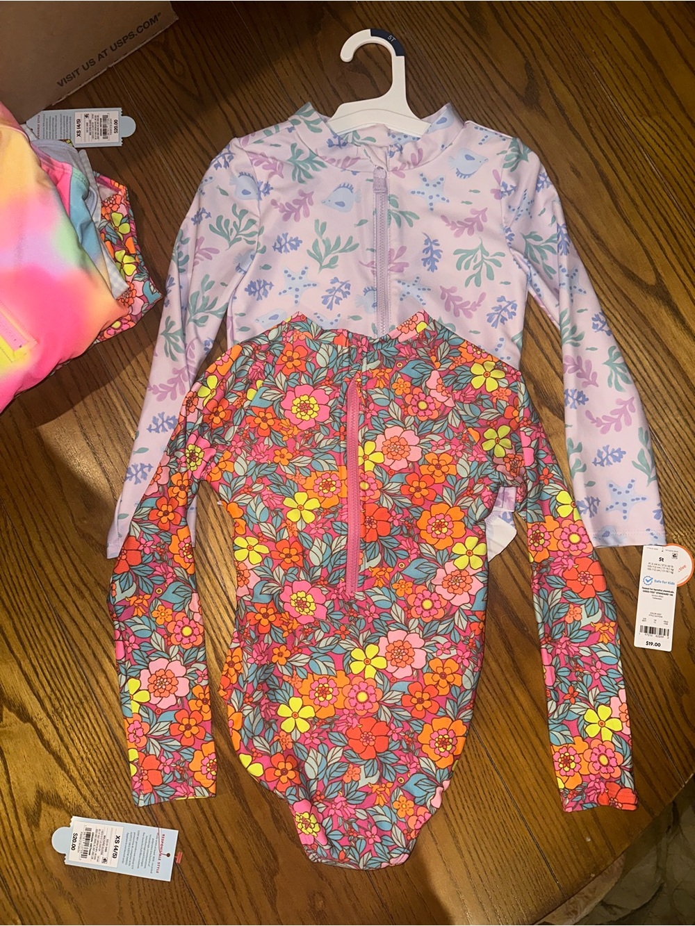 Cat & Jack and carters girls swimsuits NWT. 2 sets included